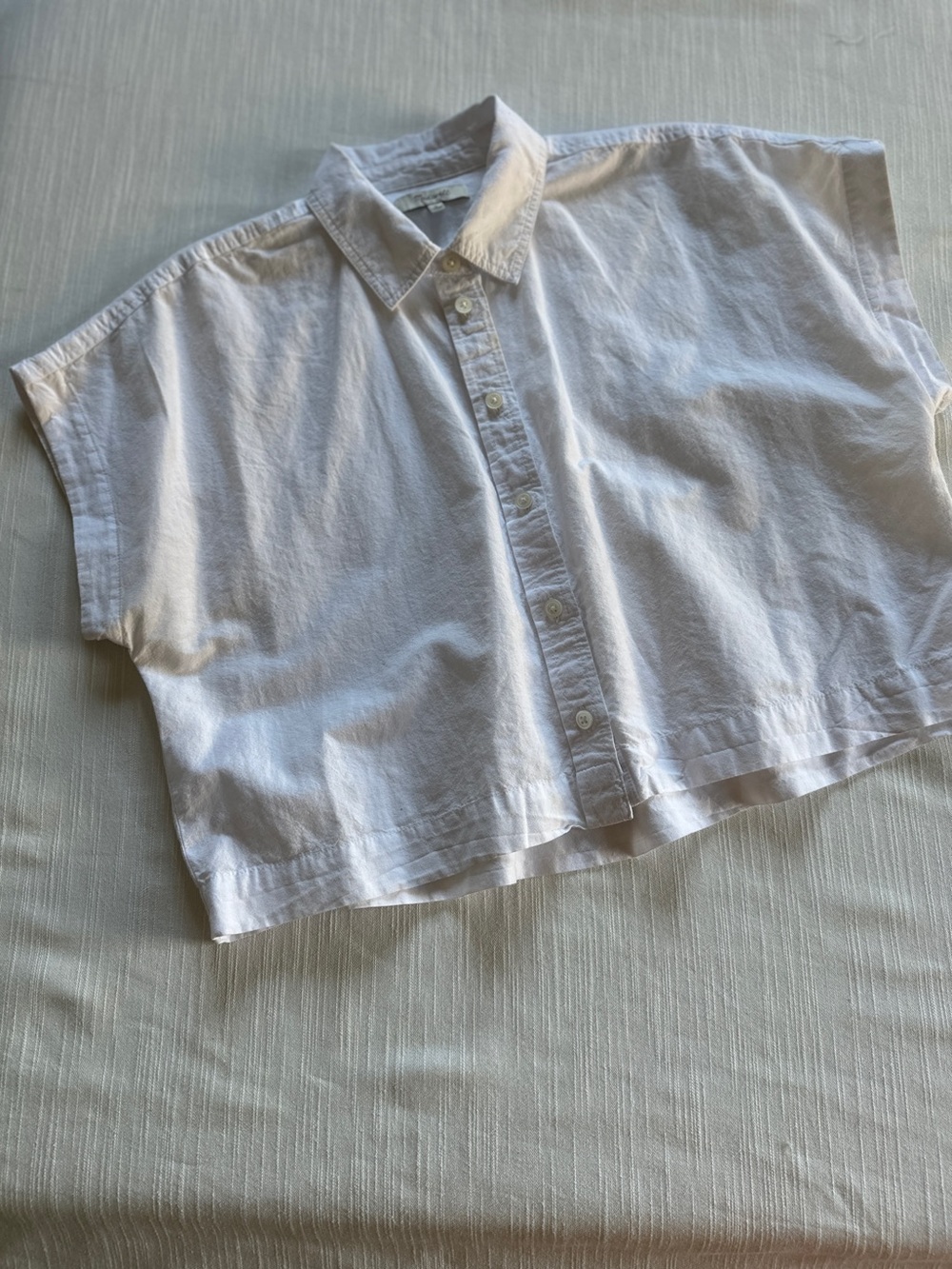 Madewell Cropped Utility White Button-Up Shirt | M